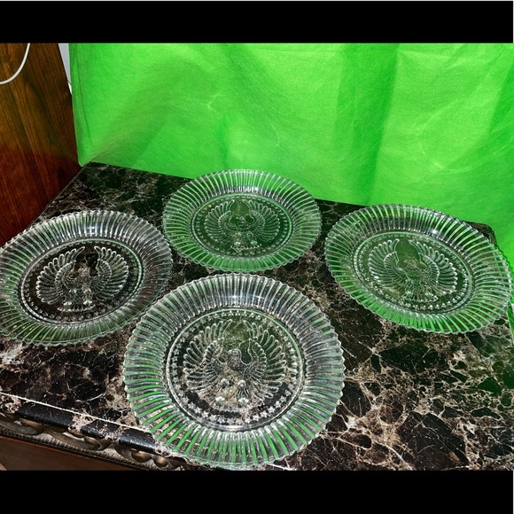 Vtg. 1942 Anchor Hocking Stars & Stripes 8 1/2” Plate Eagle Bread Sandwich Snack - Picture 3 of 3